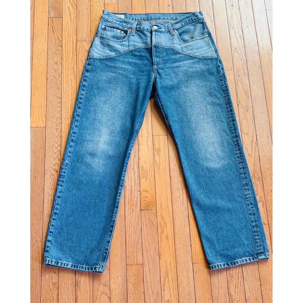Levi's 501 '90s Jeans Western Two Tone Rodeo Straight Leg W31 L30 Blue Women